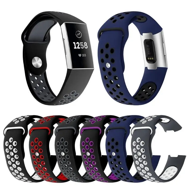 S/L сменный Двухцветный силиконовый браслет для Fitbit Charge 3 Band ремешок наручных