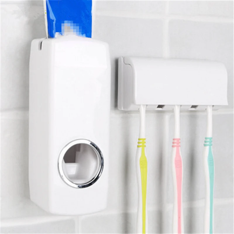 Olet 1 Set Creative Automatic Toothpaste Dispenser With Toothbrush Holder Bathroom Water Resistant Sticky Squeezer | Дом и сад