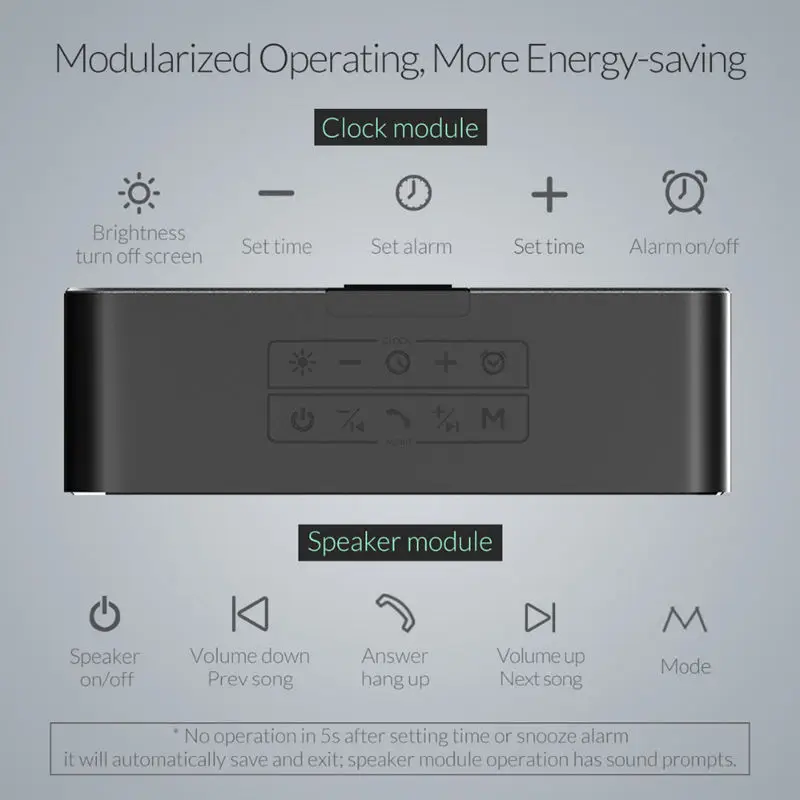 Orico Портативный беспроводной Bluetooth 4 2 Der динамик с будильником Lde дисплей экран