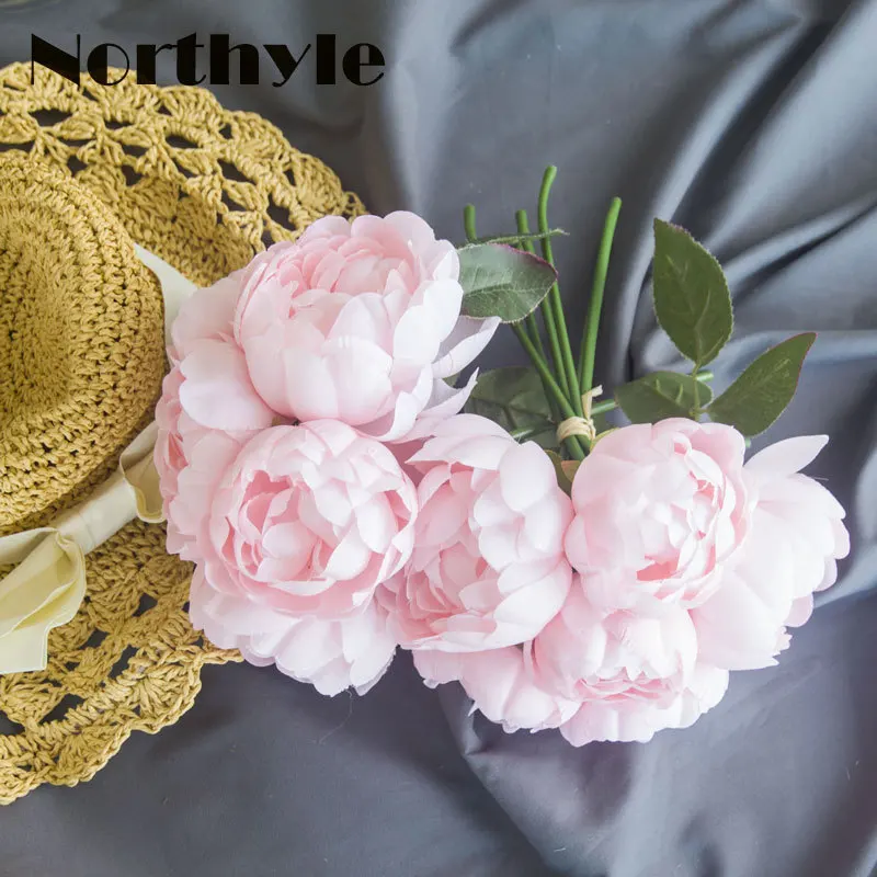 

Peony Bouquet Artificial Peony Fabric White Flowers Bridal Bouquet Fake Flower Bouquet Wedding Decoration Flowers