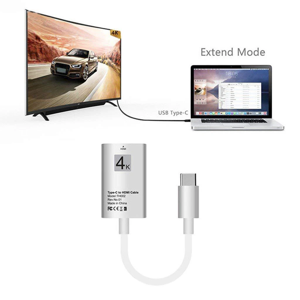 USB C to HDMI Converter Portable type c Male Female Adapter 4Kx2K 30HZ Resolution for Macbook Huawei P20 Samsung S8 (S |