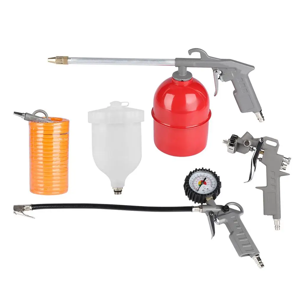 

5Pcs Paint Spray Gun Air Compressor Inflator Air Blow Gun Dust Blower Cleaning Kit Professional Gravity Airbrush