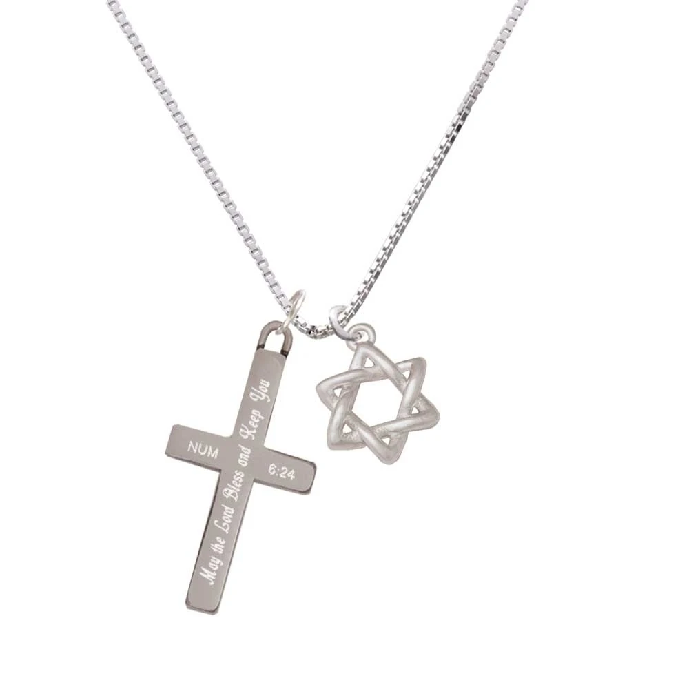 Плетеная Звезда Давида Благослови и держи тебя крест ожерелье|Подвески| |