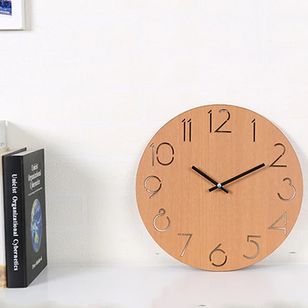 Creative Wall Clock Living Room Minimalist Modern Home Round Personality Silent Solid Wood Fashion(Light Brown) | Дом и сад