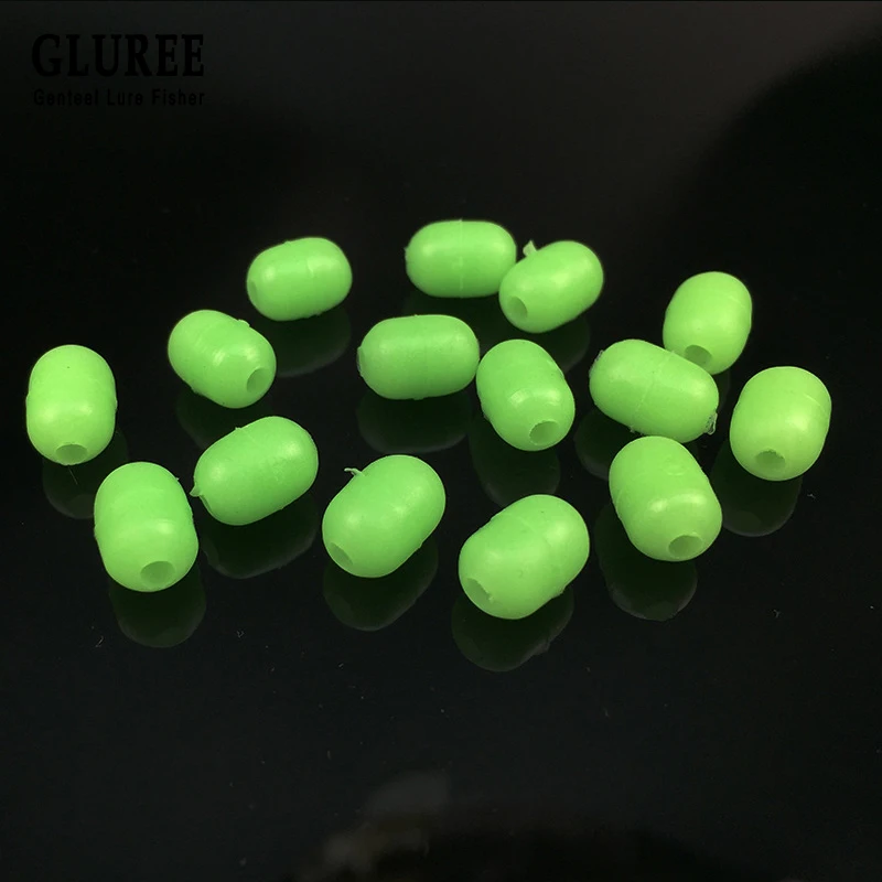 GLUREE 100 шт./лот циклические мягкие светящиеся бусины для рыбалки зеленая
