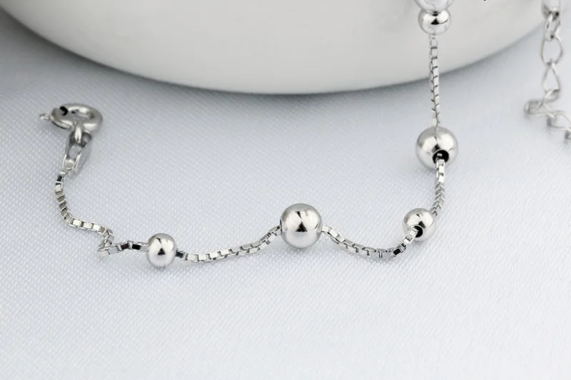 Fashion 925 Sterling Silver Anklet fine Jewelry Small Bead Foot Chain For Women Girl S925 Ankle Leg Bracelet | Украшения и