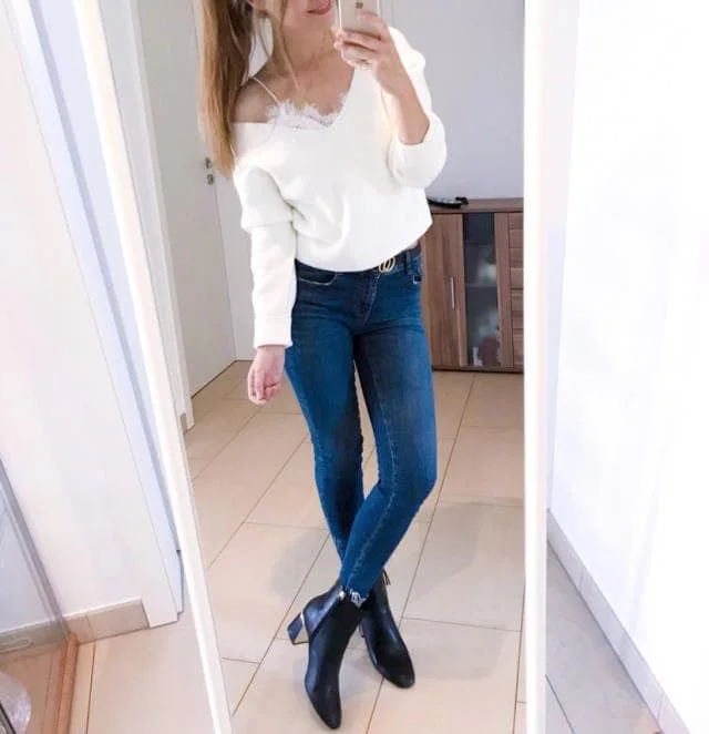 AZULINA Lace Up Back Sweater Sexy Open V Neck Knitted Women Pullovers Long Sleeve Ladies Sweaters Elastic Jumpers | Женская одежда