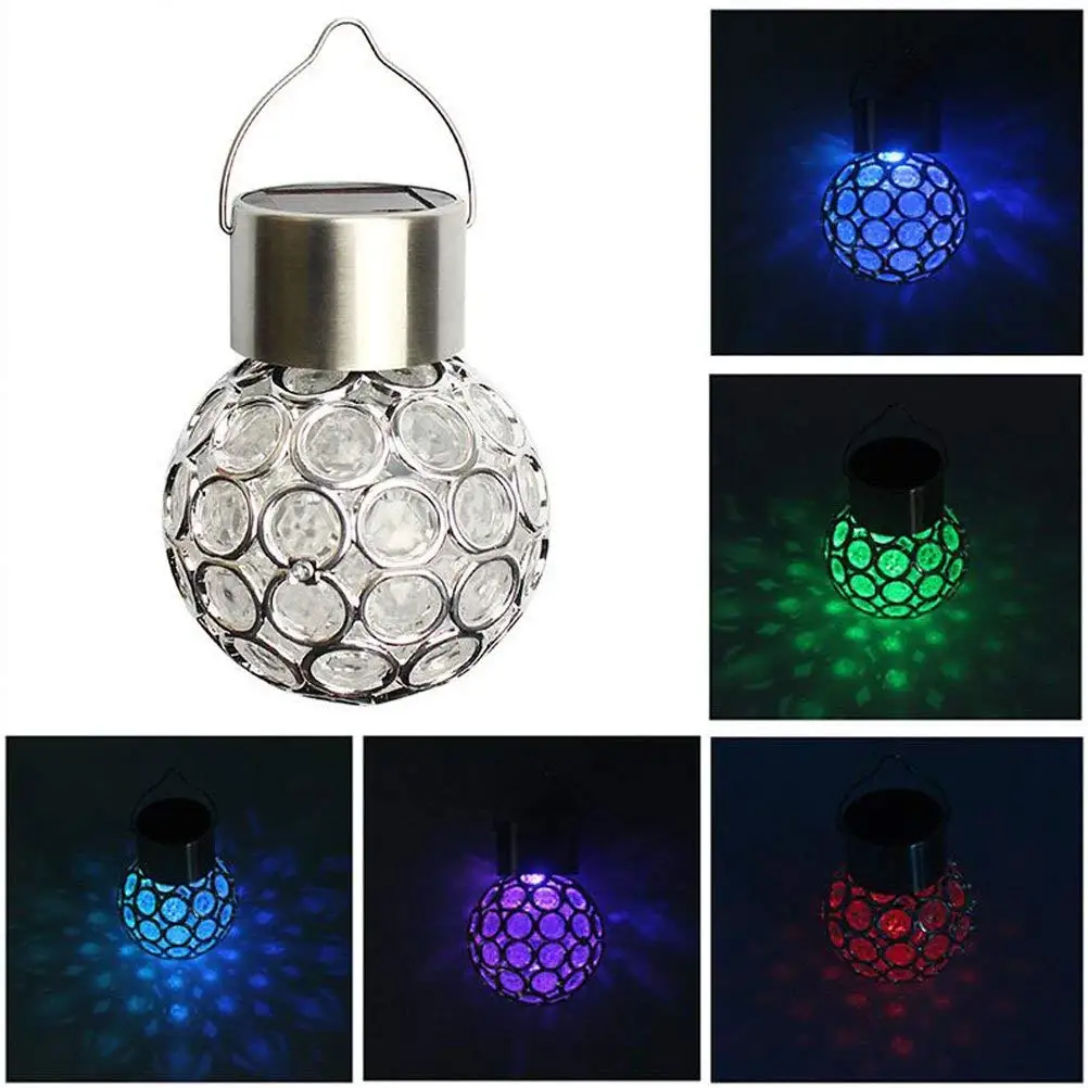 1pcs Outdoor Solar Light Garden Lamp-Colorful Decoration Hanging Lights Color Change-Stainless Steel Hollow Ball-PVC Waterproof |