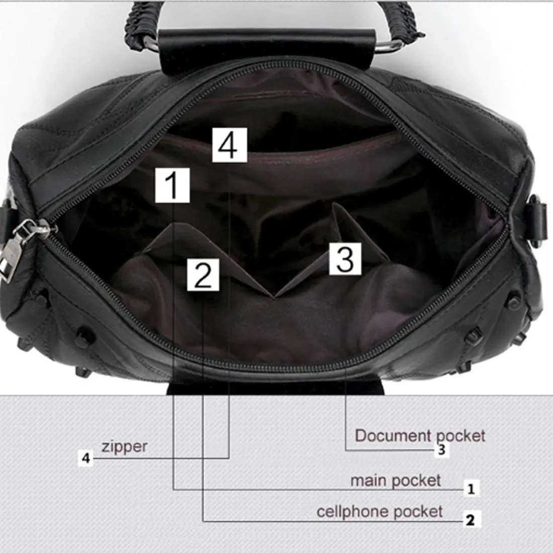 Women's Handbags Purses Totes Top Studded Handle Bags Black | Багаж и сумки