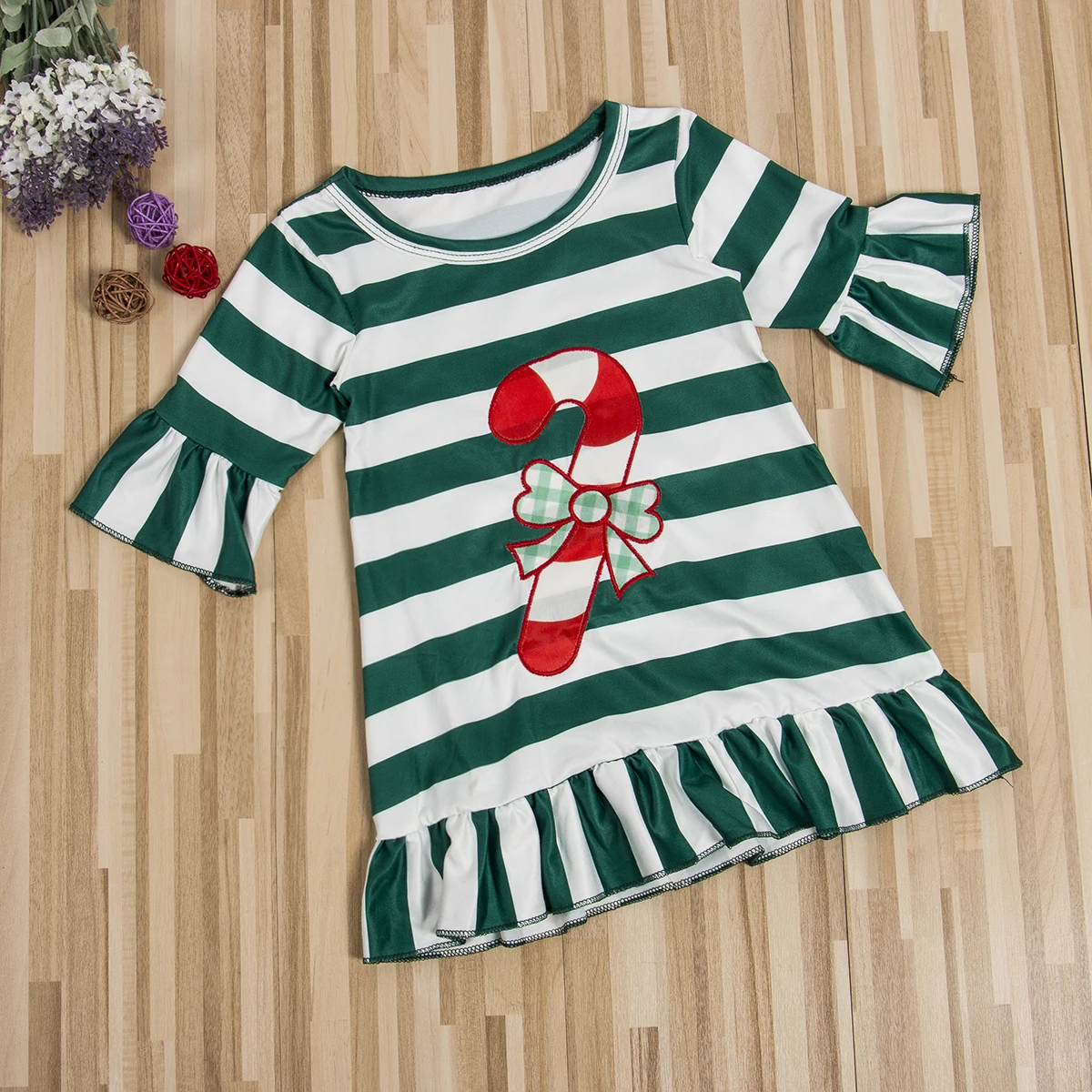 Christmas Toddler Kids Baby Girl Dress Striped Red Green Deer Party Children Clothes | Детская одежда и обувь