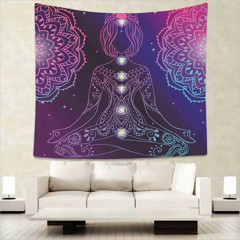 Настенный гобелен в виде чакры полиэстер мандала психоделическая Йога Хамса