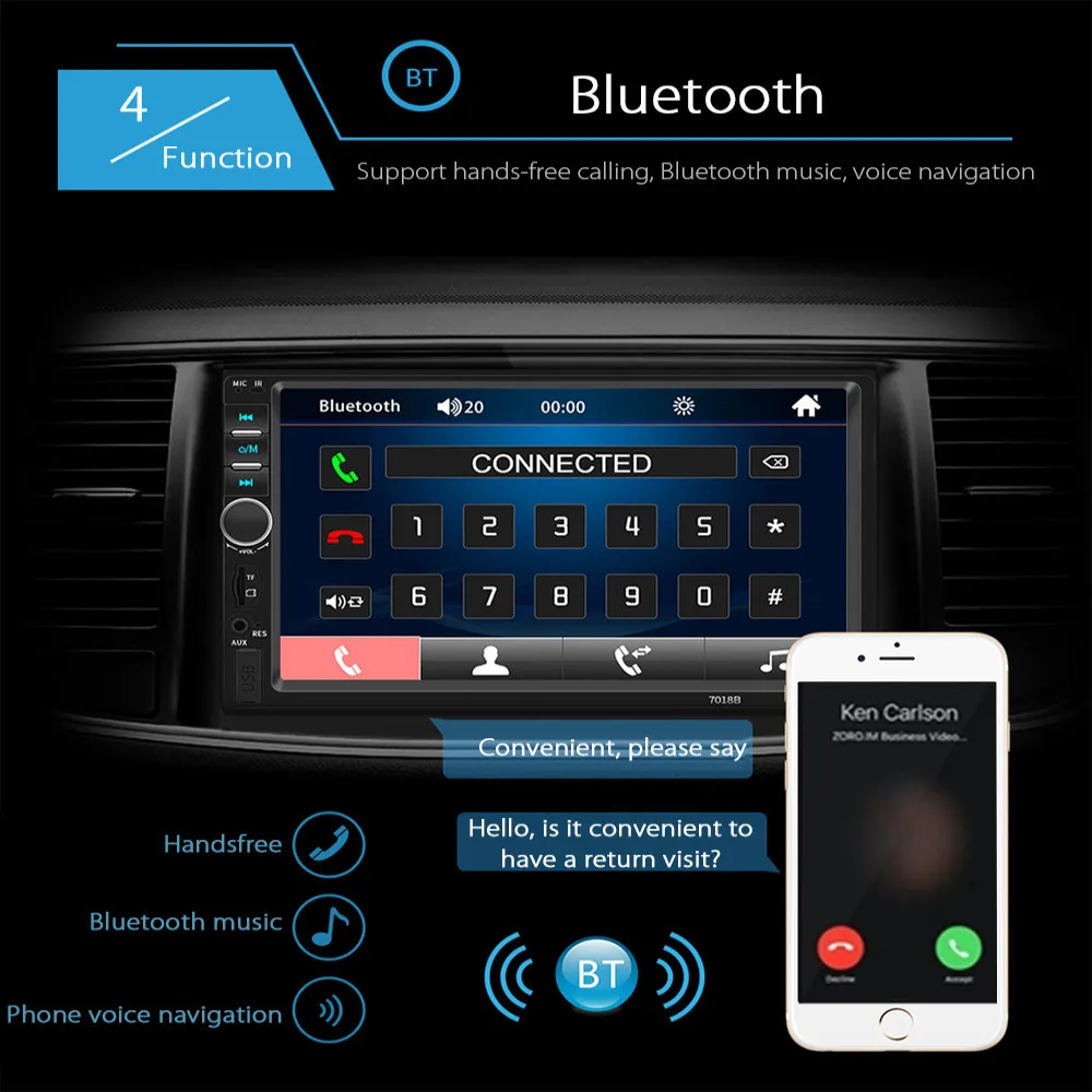 7018B 7 дюймов сенсорный экран автомобильный мультимедийный плеер 2 Din Bluetooth fm-радио
