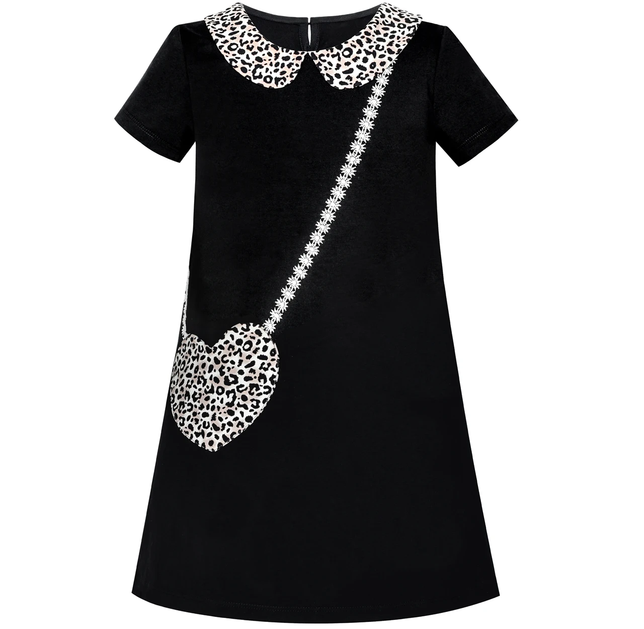 Sunny Fashion платья для девочек платье Повседневная Короткий рукав Леопард Воротник
