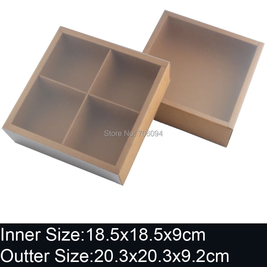 

10 шт 20,3x20,3x9,2 см коричневый скользящий ящик Крафт бумажная коробка для свадебных сувениров конфеты подарок торт на заказ