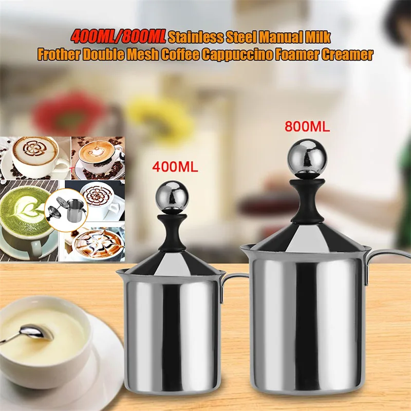 400/800ML Manual Milk Frother Stainless Steel Steamer Coffee Creamer Foamer Maker Mug Bottle Kitchen | Бытовая техника