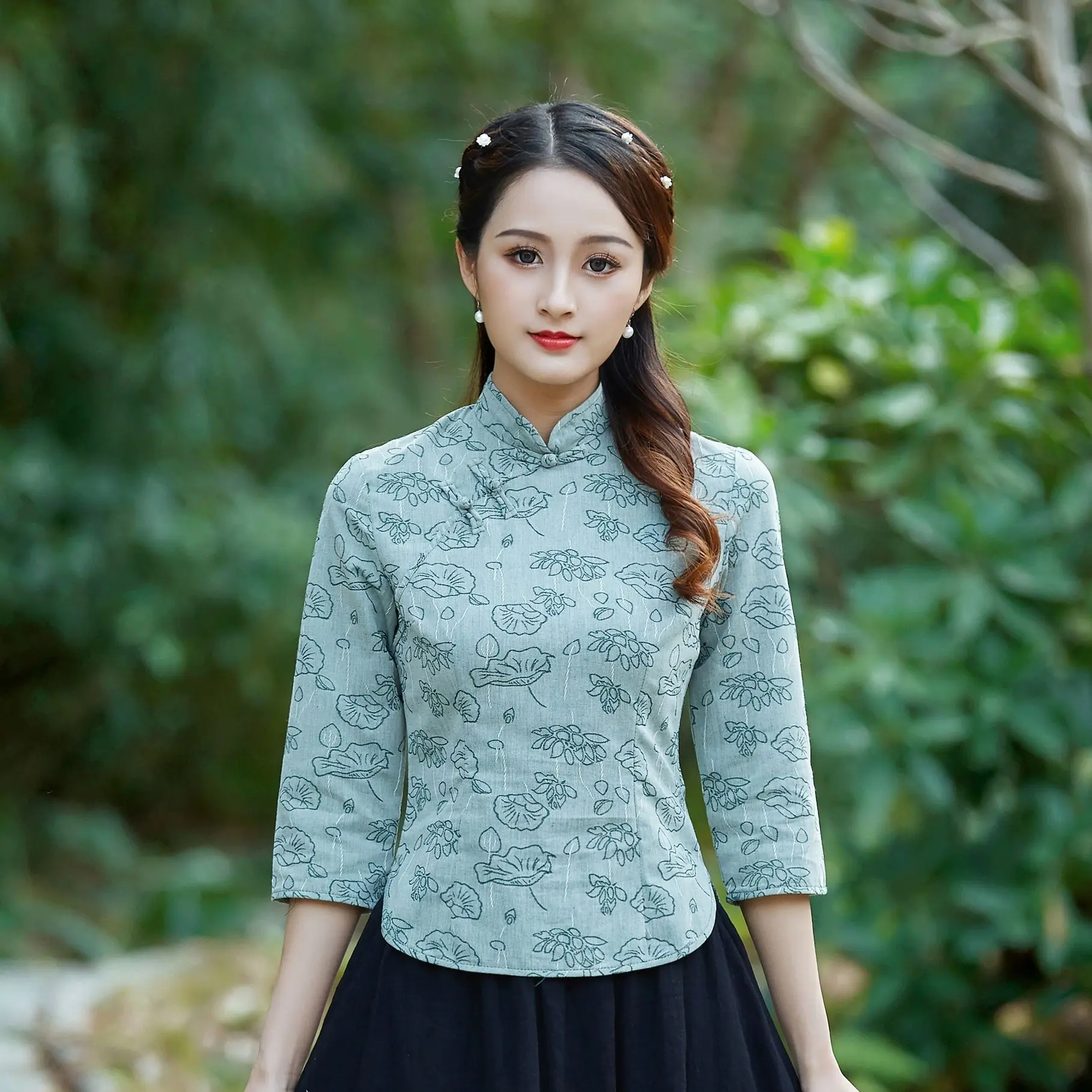 SHENG OCO Женские китайские топы Lien Qipao рубашка летняя хлопковая куртка Чонсам с