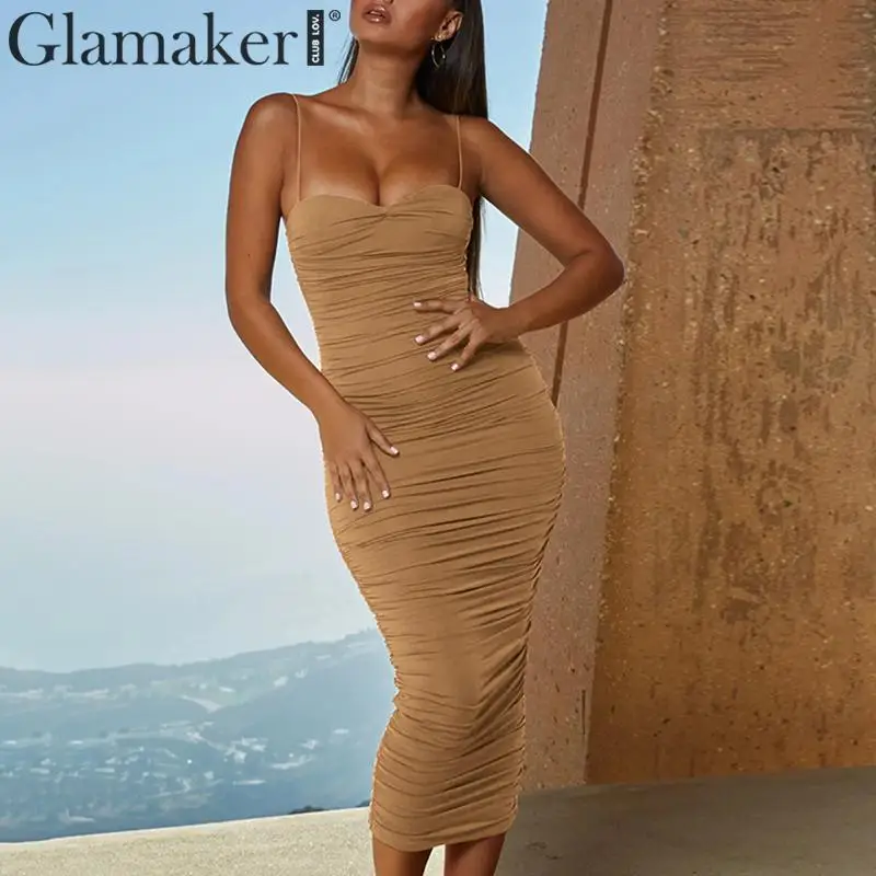 Женское платье миди Glamaker черное винтажное облегающее без рукавов для отдыха