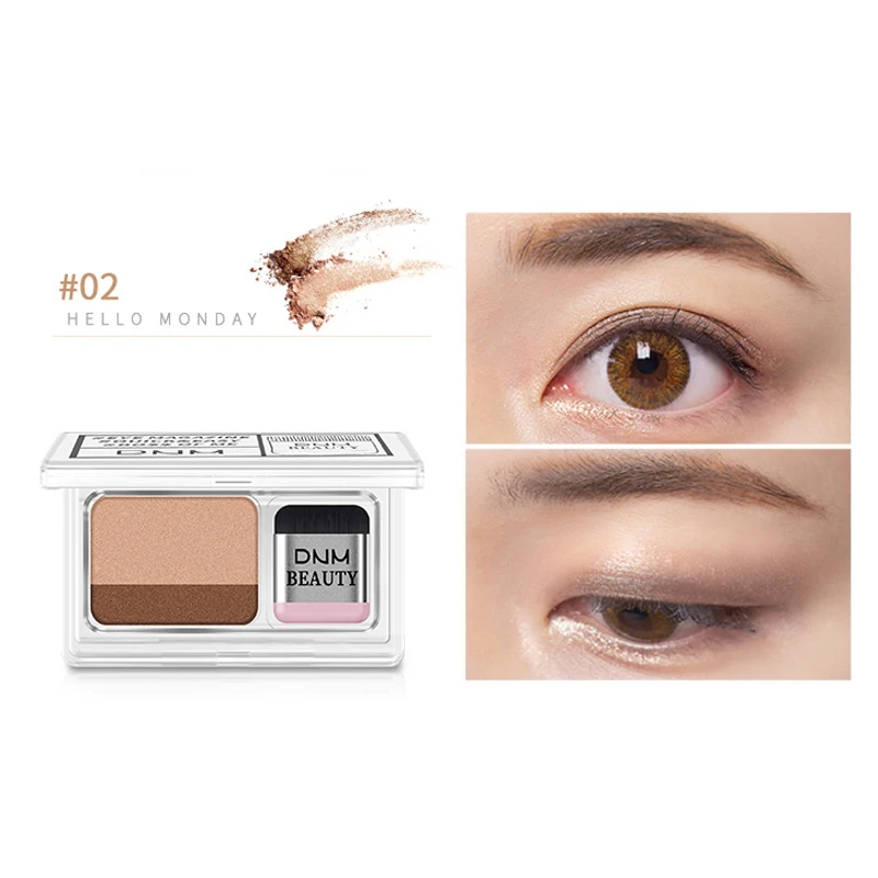 Двойная двухцветная палитра теней для век Shimmer Matte Eye Shadow Makeup с кистью |
