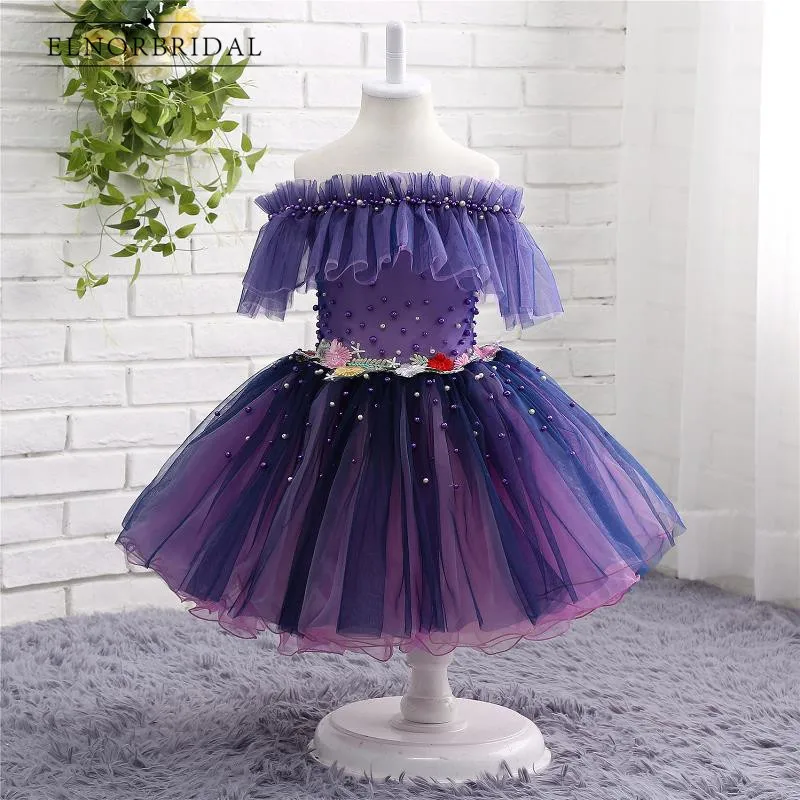 Фиолетовые платья с цветочным узором для девочек длина до пола 2019 Vestidos De Primera Comunion
