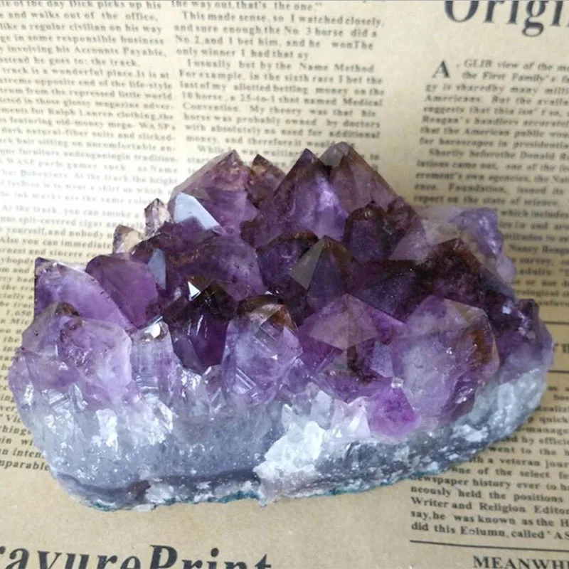 Домашний декор натуральный Уругвайский аметист кластера Geode фиолетового цвета с