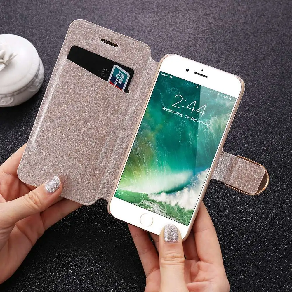 Кожаный чехол-книжка KISSCASE с бриллиантами для телефона чехол iPhone 5 5S SE 6 6S 7 8 Plus