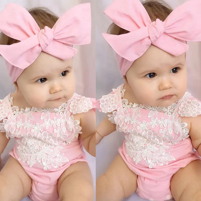 

Pudcoco Girl Clothes Pink Newborn Baby Girls Lace Floral Bodysuit Jumpsuit Sunsuit Costume