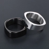 simple square rings for women men 316l stainless steel rings 2022 trend jewelry black silvery titanium cool stuff korean style