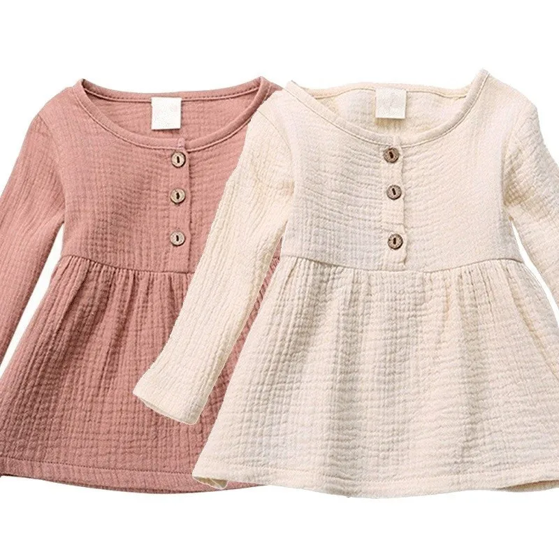 Baby Girls Clothing Top Shirts Cute Long Sleeve Girl Dress Solid Kids Clothes Spring/Autumn 2019 New 0-3T | Детская одежда и обувь