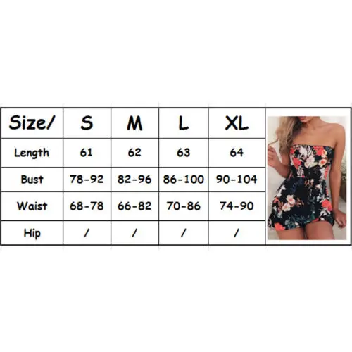 Summer Women Bodycon Strapless Floral Printed Sleeveless Jumpsuit Lady Playsuit Shorts Romper Boho Chic Beach Holiday | Женская одежда