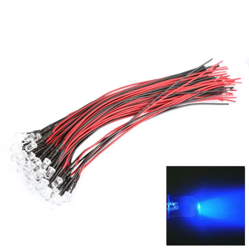 50pcs/set DC 12V 5mm Vehicle Car LED Long Bright Lamp Bulbs with Wire Automobiles Decorative Light Signal Strip Lights | Автомобили и