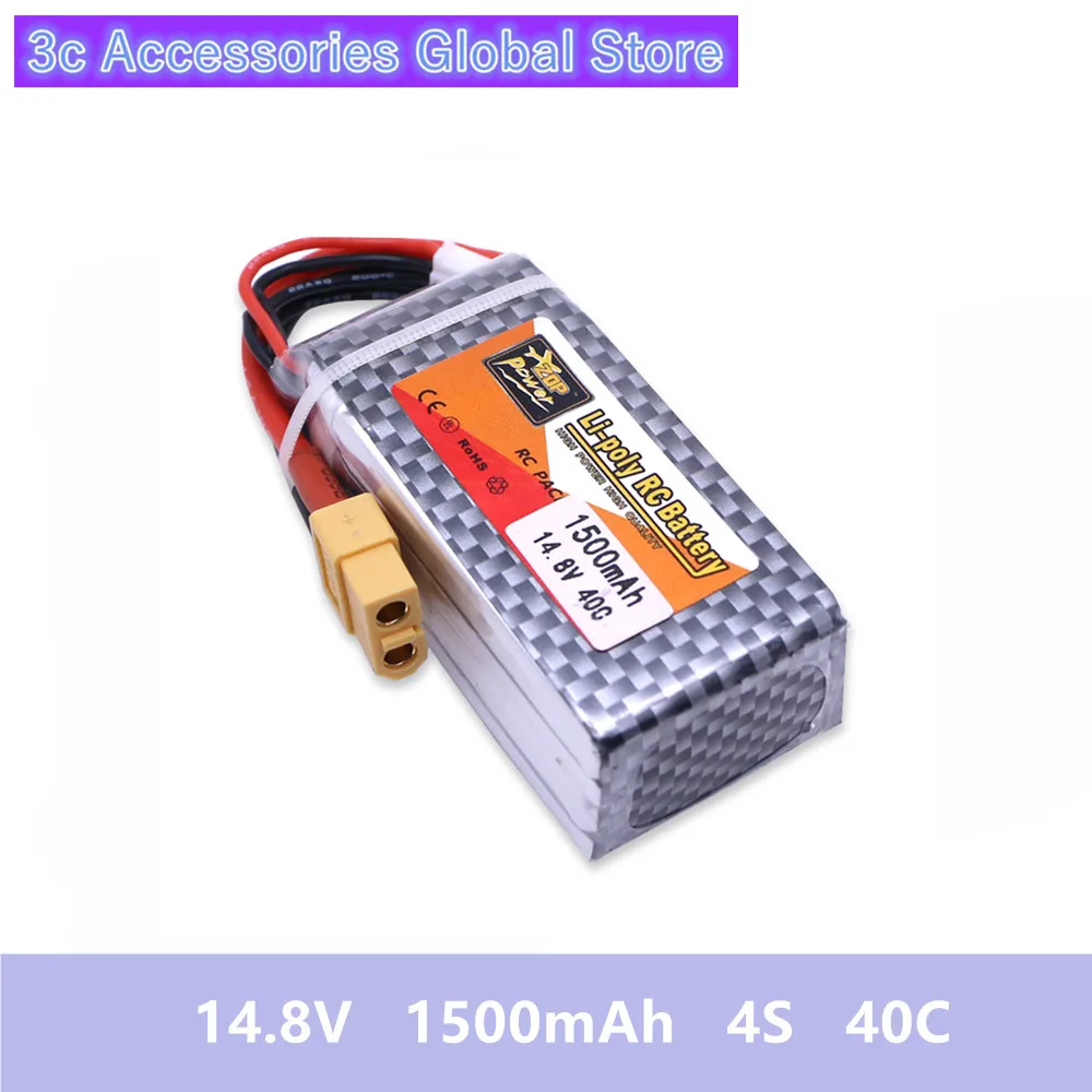JRC 1 2 3 шт./лот ZOP Power 14 8 в 1500 мАч 4S 40C Lipo Battery XT60 Plug перезаряжаемая батарея для