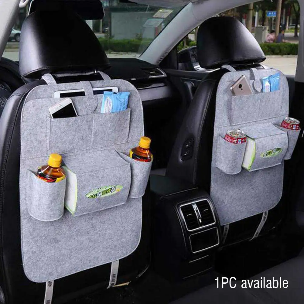 Car Seat back storage bag With adhesive strap and seat fixing belt phone drink magazine Multi pocke Travel Storage Holder bag