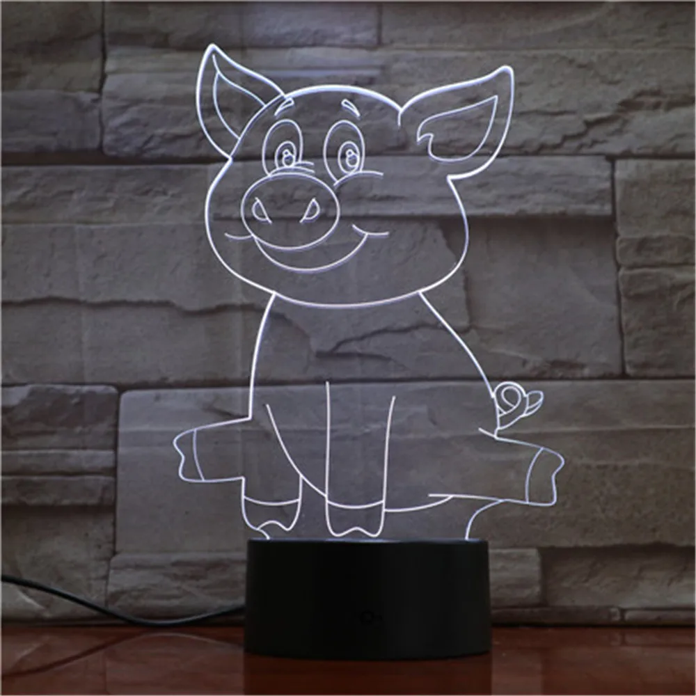 Pig Cute 3D LED Lamp Table USB Sensor Night Lights Sculpture Fashion Decorations as Bedroom Sleeping Decor 1769 | Лампы и освещение