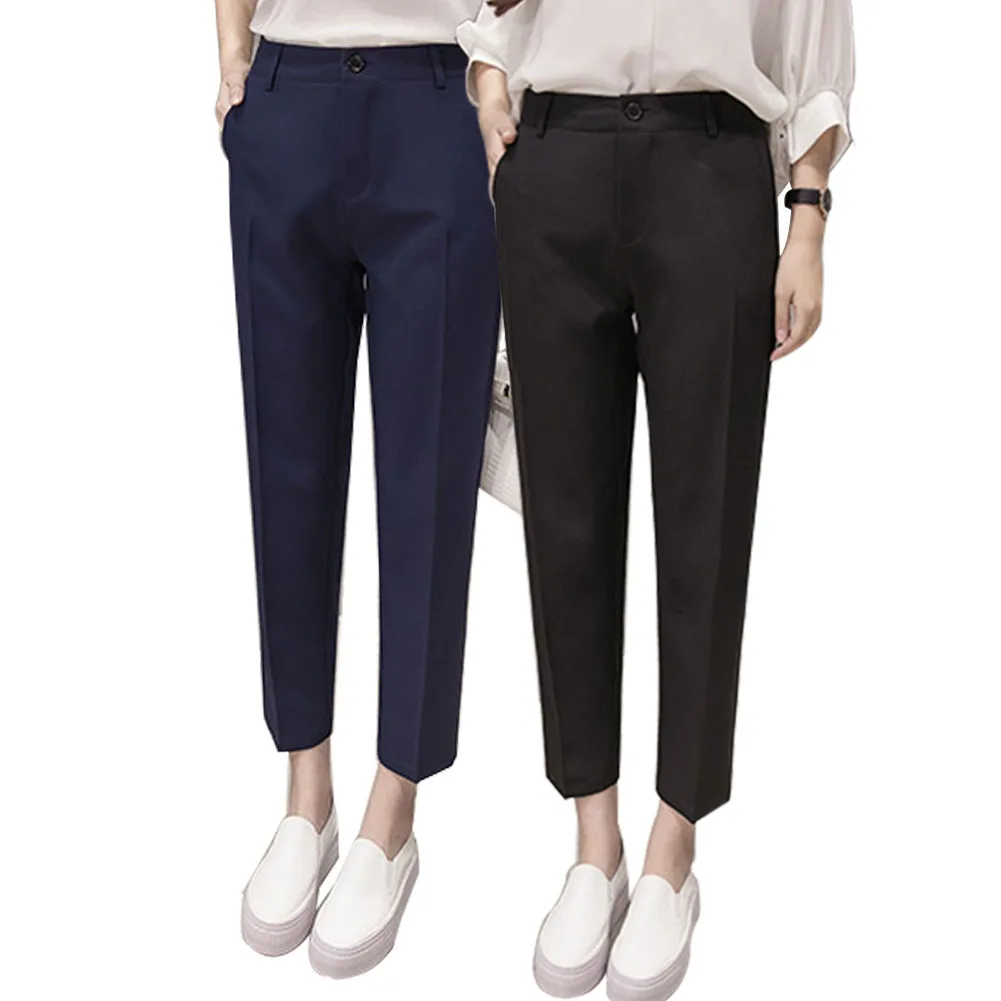 Для женщин офисные Модные шаровары прямые ноги OL стиль девять брюки для девочек