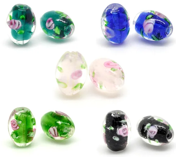 DoreenBeads Смешанные Цветочные стеклянные бусины 14x10 мм продается в партии 50 (B15158)