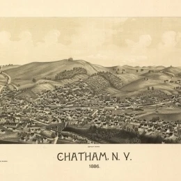 Винтажная карта Chatham New York 1886 Колумбия графство плакат печать (36x54)|Таблички и