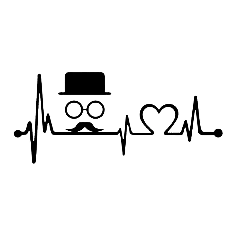 20.3cm*8.9cm Hipster Top Hat Moustache Heartbeat Lifeline Stickers Motorcycle | Автомобили и мотоциклы
