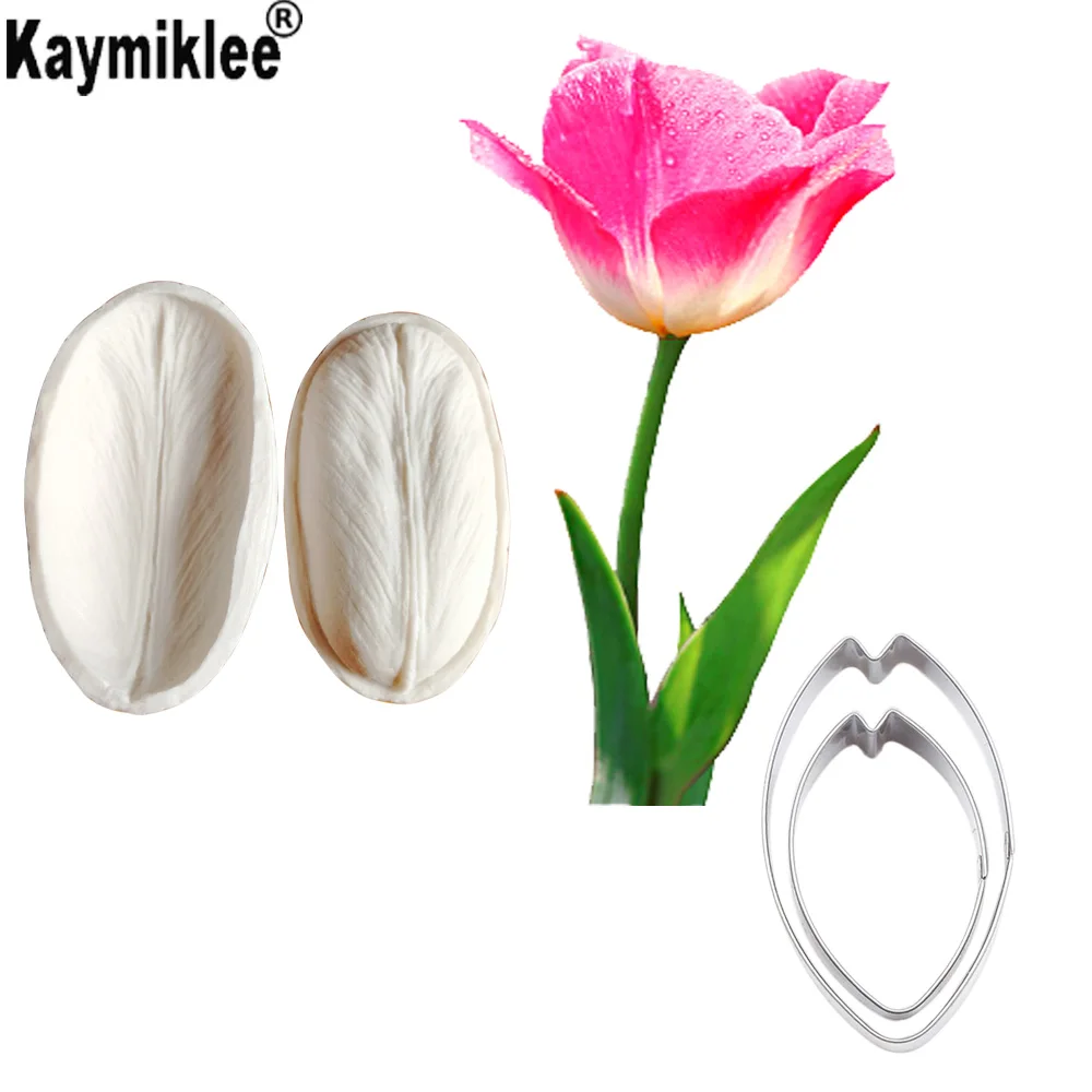 Molde de silicona con diseño de tulipán para decoración de tartas, utensilio para hornear, Fondant, caramelo, CS267