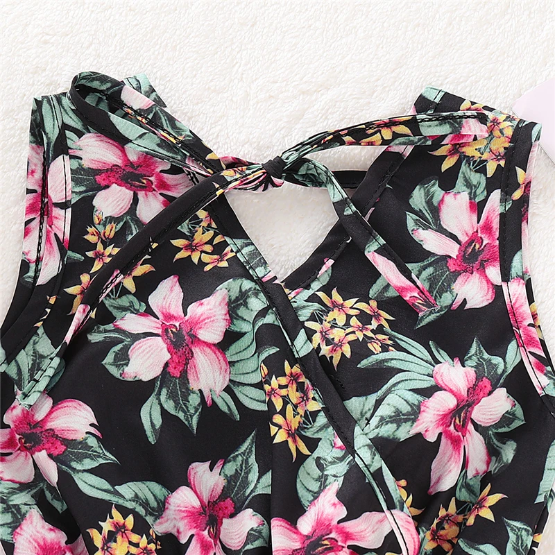 Kids Romper Baby Girl Clothing Flower Print Sleeveless Short Pants Girls Jumpsuits Rompers Toddler Outfits Infant Clothes | Мать и