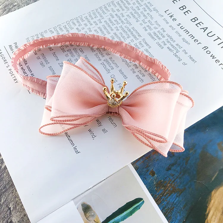 Hot Baby Girls Bowknot Crown Headband Lace Elastic Princess Flower Hair Band Headwear Accessories | Детская одежда и обувь