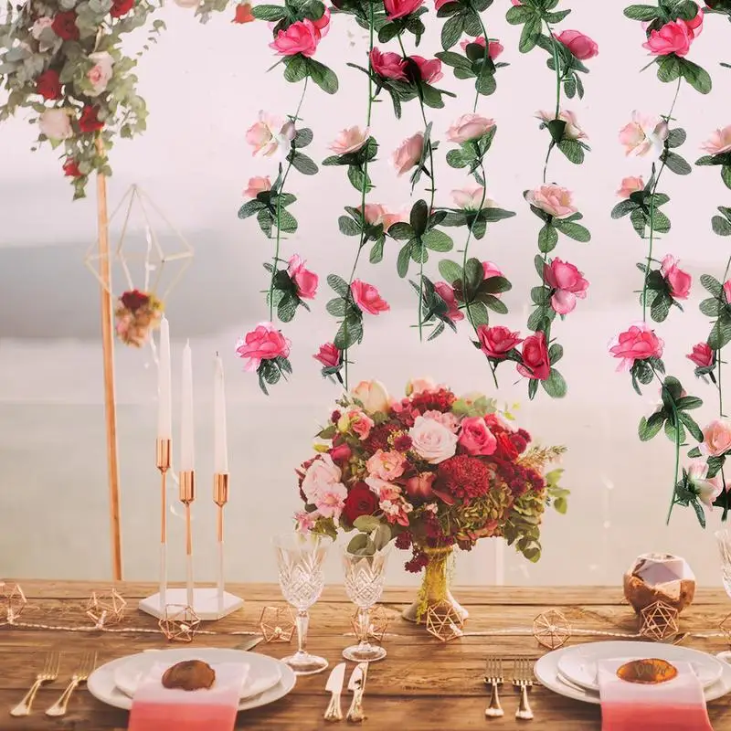 5 шт. искусственный цветок роза лоза зеленый лист семейный сад свадебные