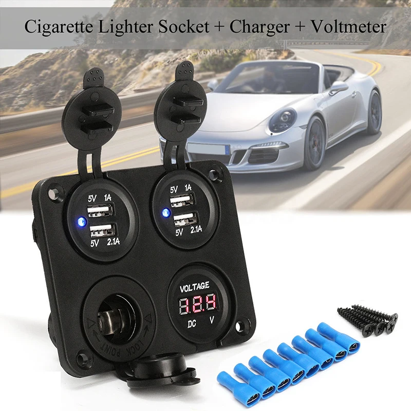 4 в 1 DC 12 V с двойным портом USB Зарядные устройства для автомобиля W/прикуривателя