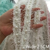 2 5cm wide luxury white peals beaded lace plush trim ribbon wedding dress collar neckline applique diy crafts sewing supplies