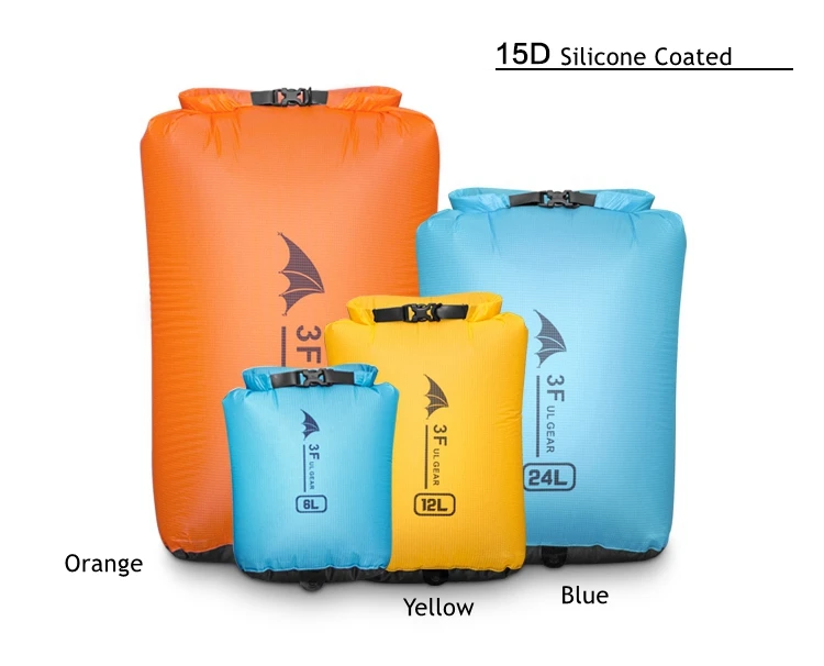 

3F UL Gear 15D Silicone Drifting Bag Pack Dry Sack Waterproof Bags For Canoe Kayaking Rafting Camping Hiking 6L 12L 24L 36L