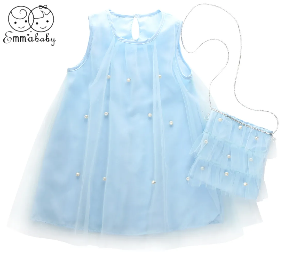 2019 European Brand New Kids Baby Girl Princess Party Dress Pearl Tulle Dresses Summer Sundress | Детская одежда и обувь