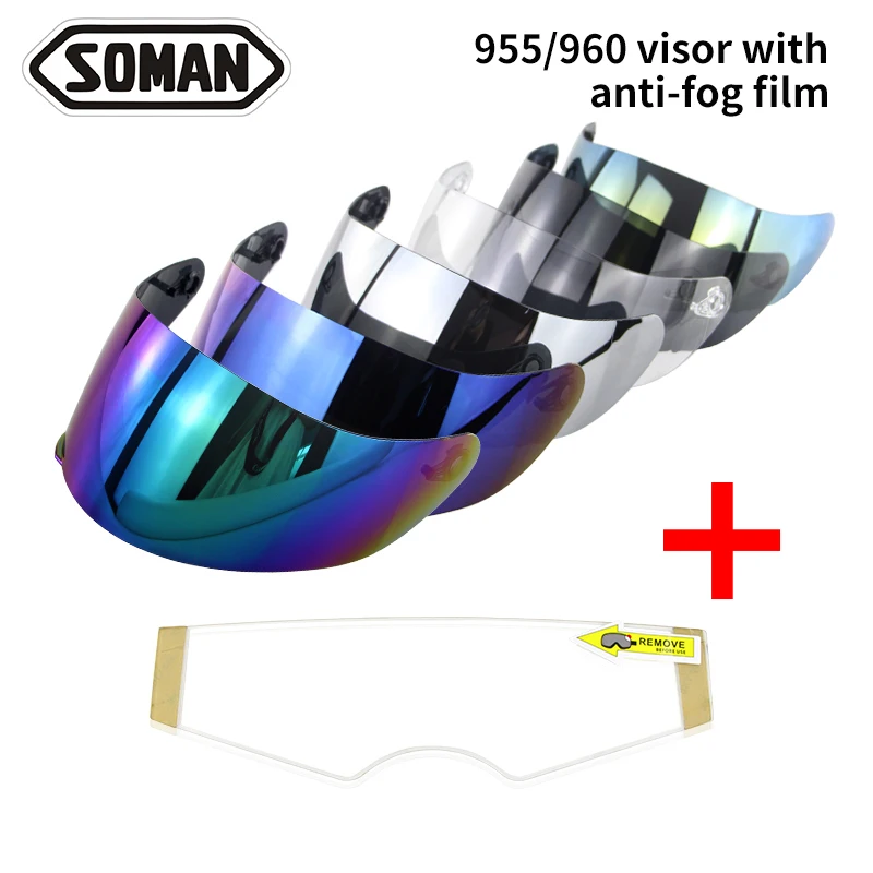 Soman мотоциклетный шлем 955/960 casco козырек с противотуманной пленкой capacetes Запчасти и