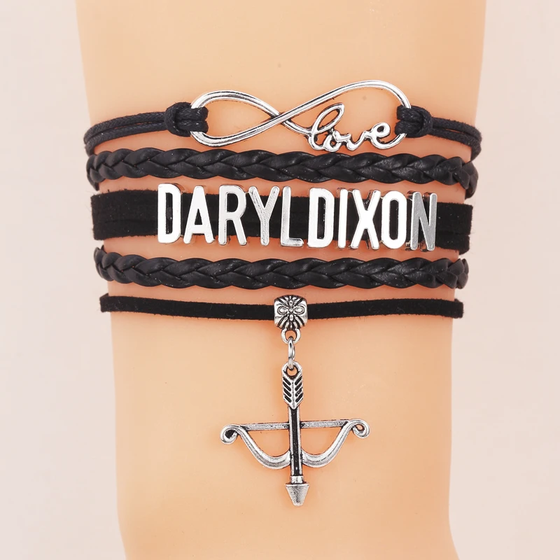 Infinity Love The Walking Dead Daryl Dixon браслеты черная/коричневая обертка Кожа Веревка с бантом