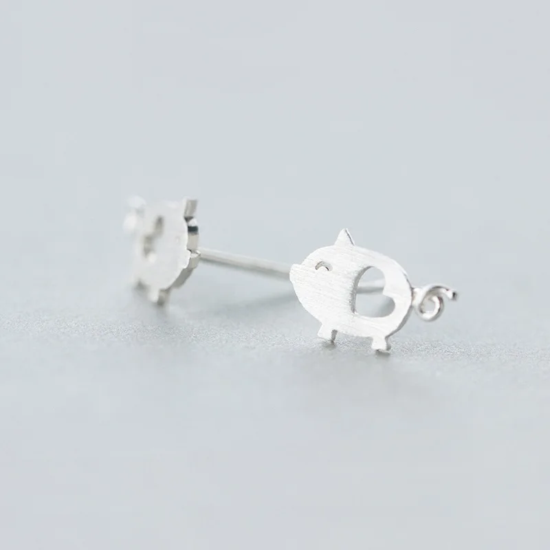 925 Sterling Silver Jewelry Fashion Cute Tiny 1.2cmX0.75cm Hollow Heart Pig Stud Earrings Gift For Girls Kids Lady | Украшения и