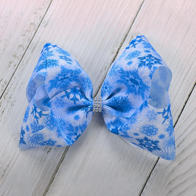 8 дюймов банты для волос бант девочек s Снежинка большая заколка-бант на клипсе