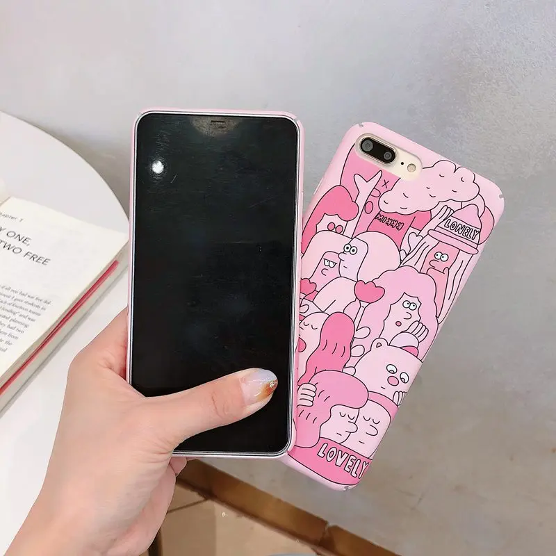 STROLLIFE Lovely Woman Phone Case for iPhone X XS Max XR Abstract Pattern Cover IPhone 8 6s 7 Plus Hard PC Shell Pink Color |